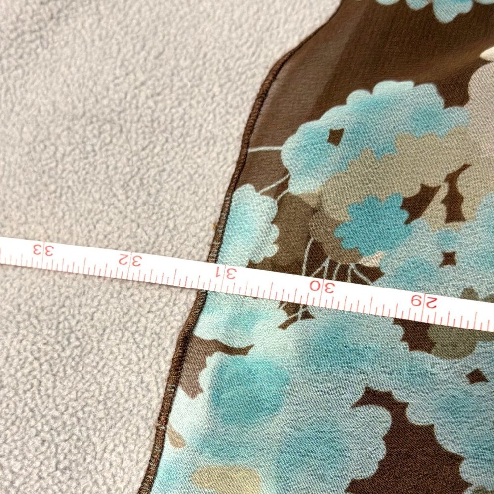 Sag Harbor Brown & Blue Floral Midi Skirt Size 10 Sheer Polyester Lined Boho - Picture 6 of 6